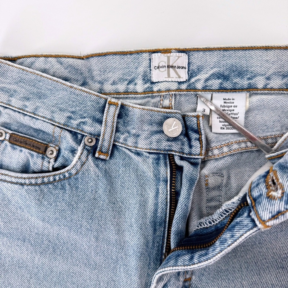 Vintage Calvin Klein Jean Womens 3 Straight Leg Double Stone Wash Light Blue 90s - Picture 4 of 8